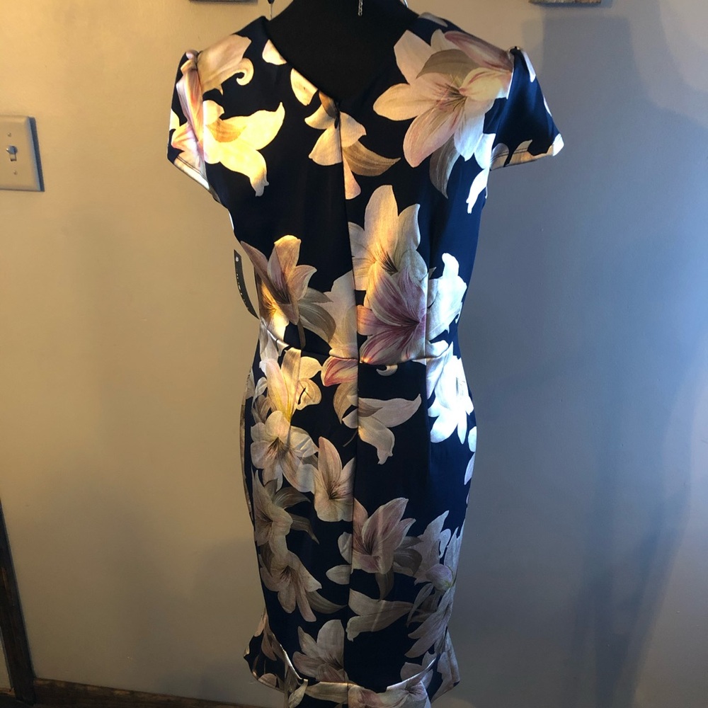 Enfocus Studio Navy and Cream Floral Midi Dress